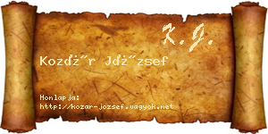 Kozár József névjegykártya