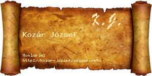 Kozár József névjegykártya